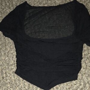 SHEIN Black Asymmetrical Ruched Crop Top